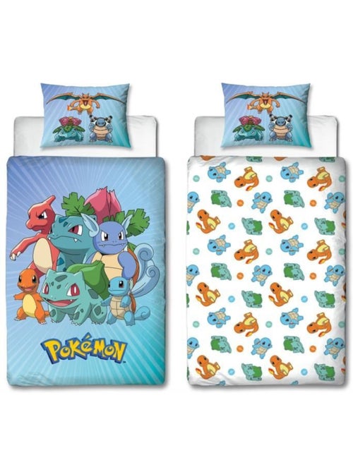 Parure de Lit Enfant Pok?mon, Microfibre Oeko-Tex, Imprim?e R?versible, Lit 1 place, STARTER - Kiabi
