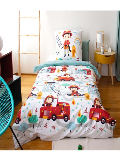 Parure de lit enfant Pompier - 100% coton adouci 57 fils - Kiabi