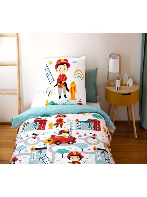 Parure de lit enfant Pompier - 100% coton adouci 57 fils - Kiabi
