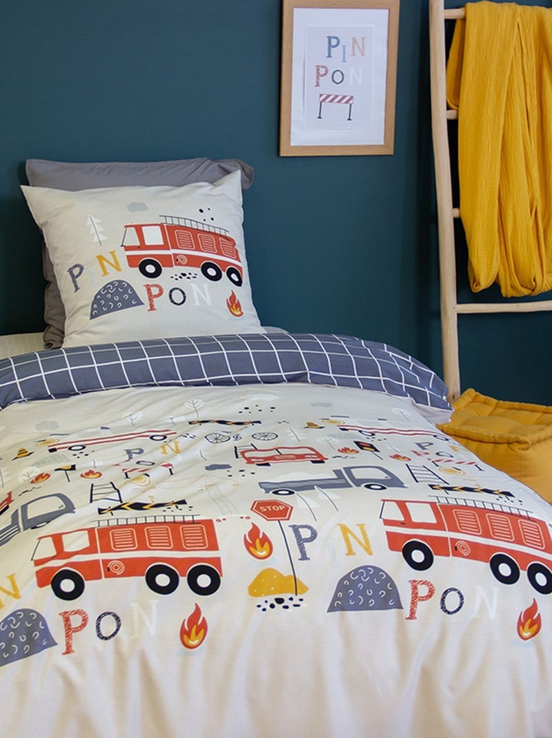 Parure de lit enfant Pompier - 100% polyester 72g/m² Bleu - Kiabi