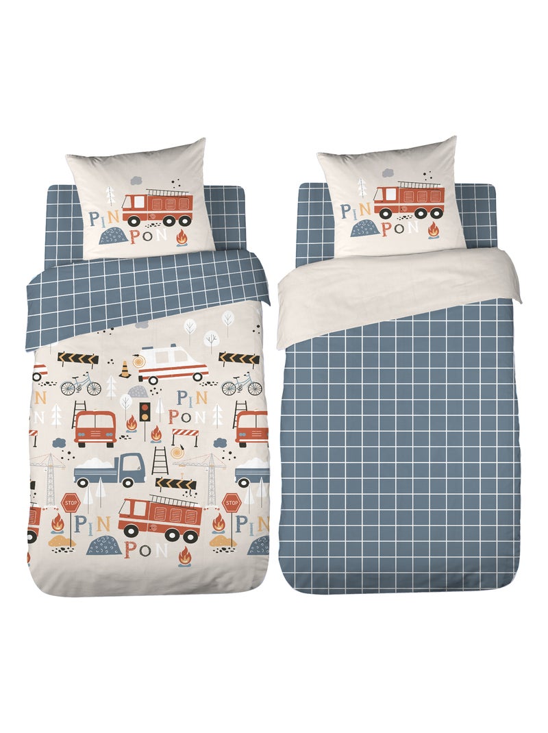 Parure de lit enfant Pompier Blanc - Kiabi
