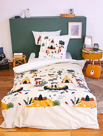 Parure de lit enfant PTIT AIGLE & PTIT PIRATE pur coton bi-histoire