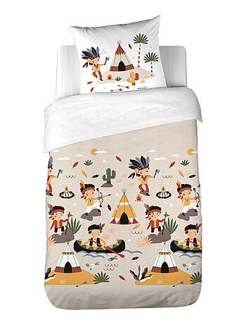 Parure de lit enfant PTIT AIGLE & PTIT PIRATE pur coton bi-histoire