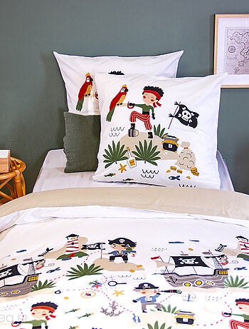 Parure de lit enfant PTIT AIGLE & PTIT PIRATE pur coton bi-histoire