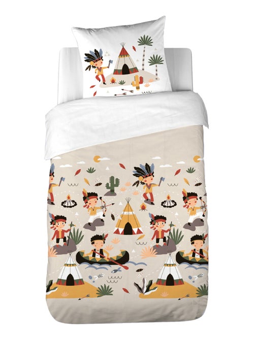 Parure de lit enfant PTIT AIGLE & PTIT PIRATE pur coton bi-histoire - Kiabi