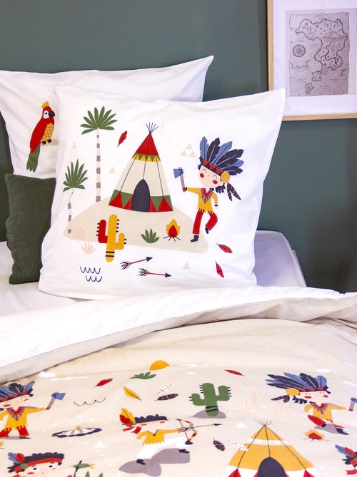 Parure de lit enfant PTIT AIGLE & PTIT PIRATE pur coton bi-histoire - Kiabi