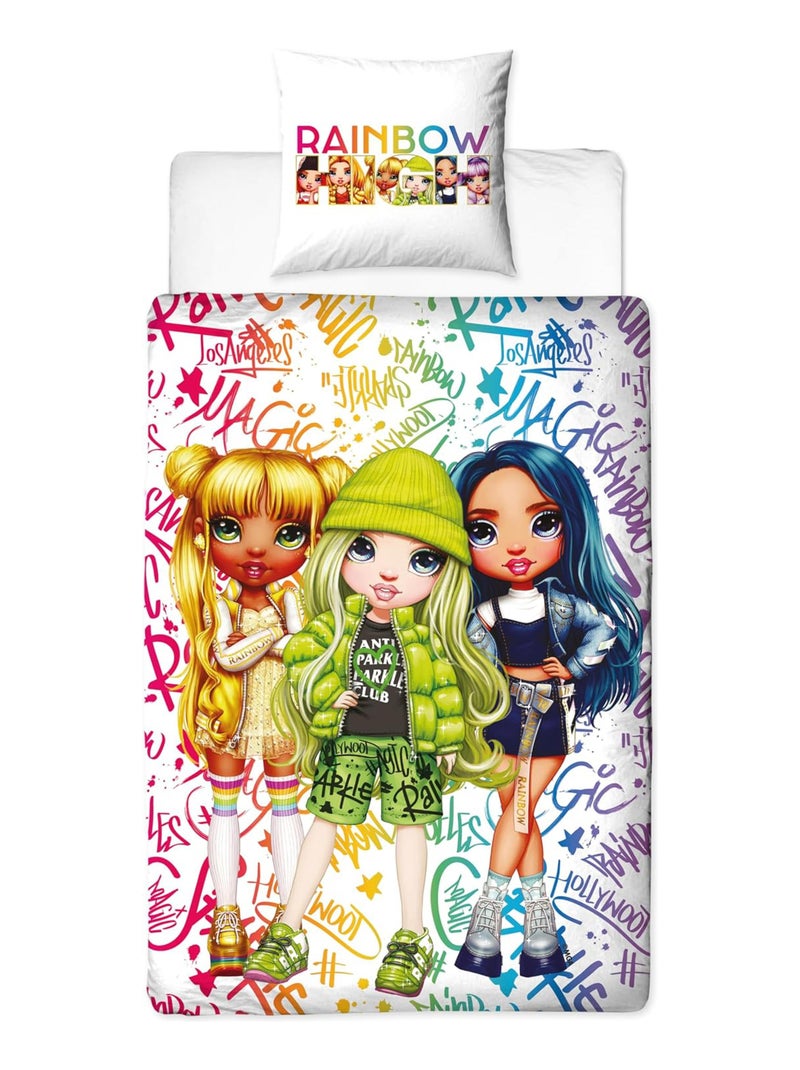 Parure de lit Enfant Rainbow High Jade, Sunny et Skyler Rose - Kiabi