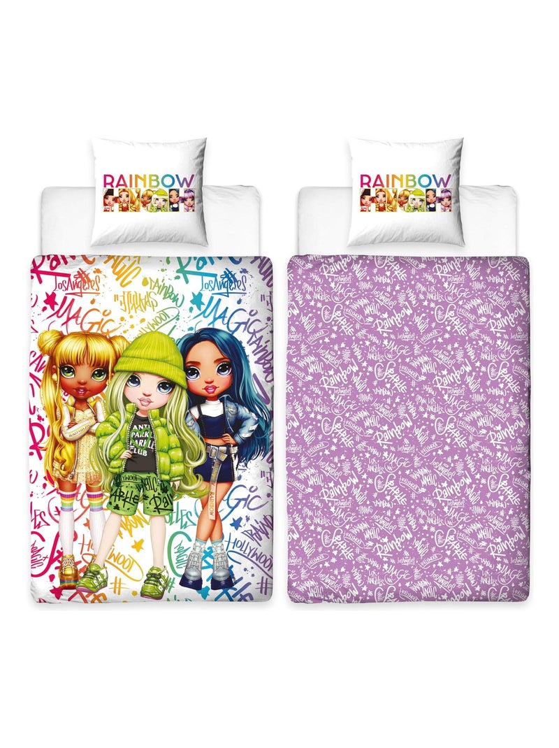Parure de lit Enfant Rainbow High Jade, Sunny et Skyler Rose - Kiabi