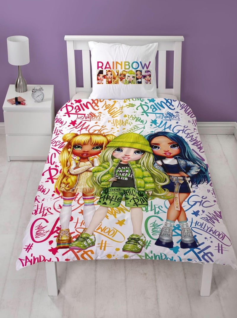 Parure de lit Enfant Rainbow High Jade, Sunny et Skyler Rose - Kiabi
