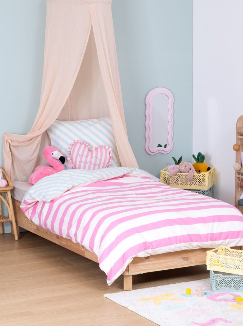 Parure de lit enfant réversible à rayures - 100% coton 57 fils/cm² Blanc - Kiabi