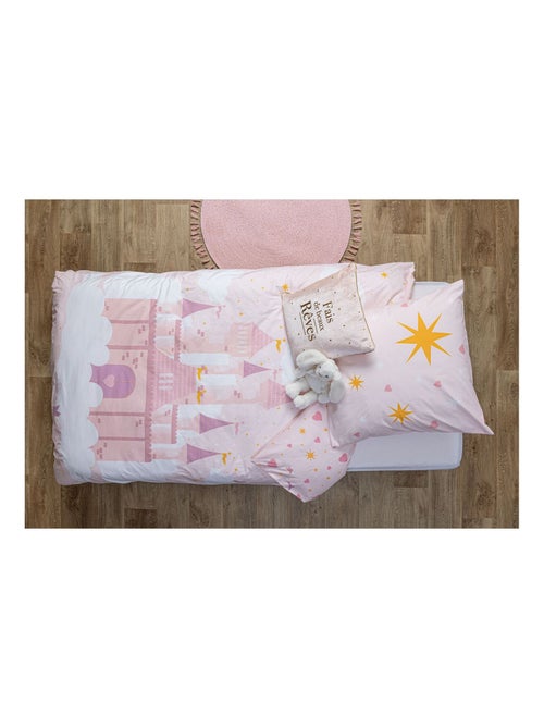 Parure de lit enfant réversible château - 100% coton - Kiabi