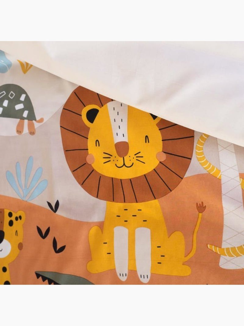 Parure de lit enfant réversible coton jungle - 2 pièces Bleu - Kiabi