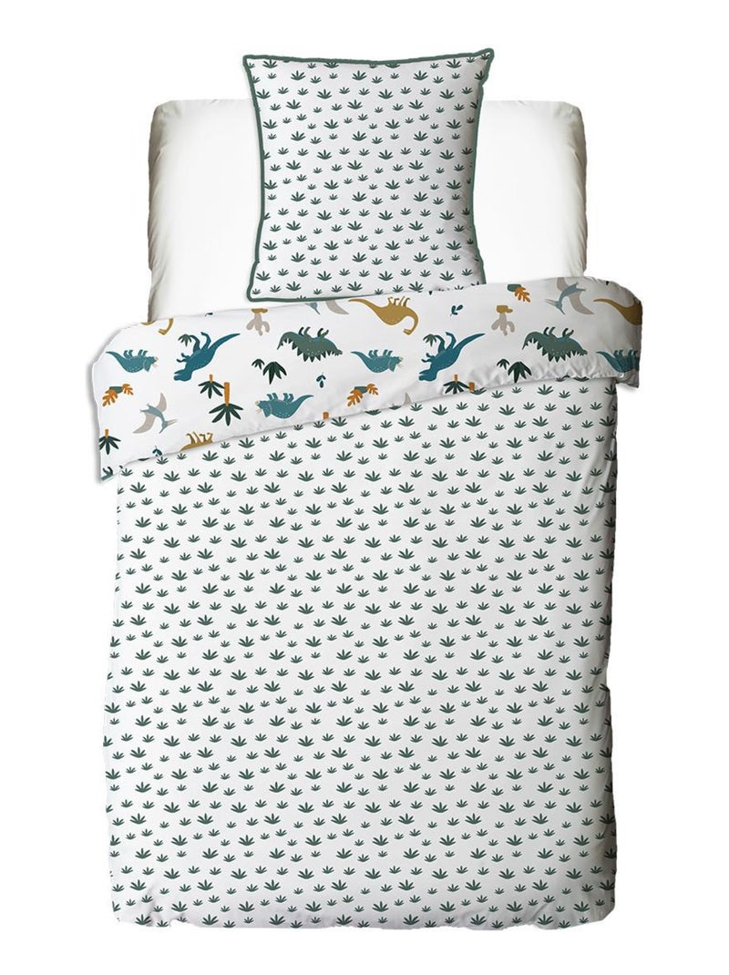 Parure de lit enfant réversible 'Dinosaures' en coton imprimé 140x200 cm – Future Home Blanc - Kiabi