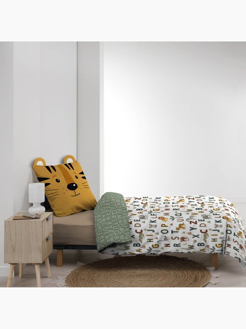 Parure de lit enfant réversible en coton motif alphabet et animaux - Kiabi