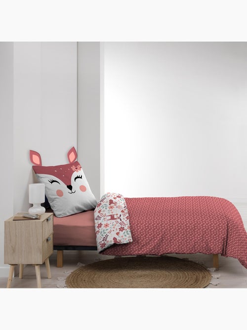 Parure de lit enfant réversible en coton motif faon et fleurs - Kiabi