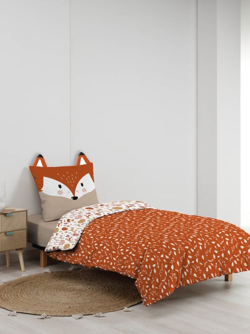 Parure de lit enfant réversible en coton motif renard et nature - Kiabi