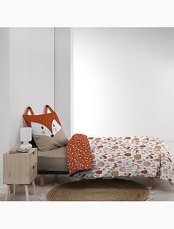 Parure de lit enfant réversible en coton motif renard et nature