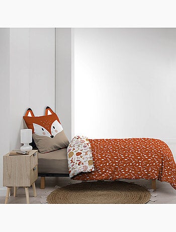 Parure de lit enfant réversible en coton motif renard et nature