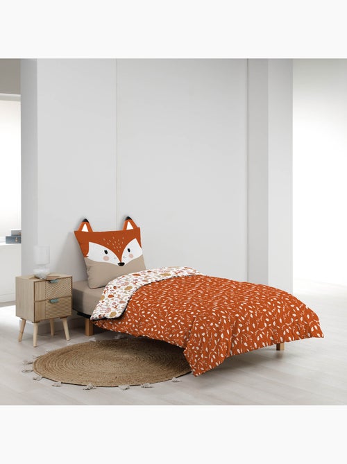 Parure de lit enfant réversible en coton motif renard et nature - Kiabi