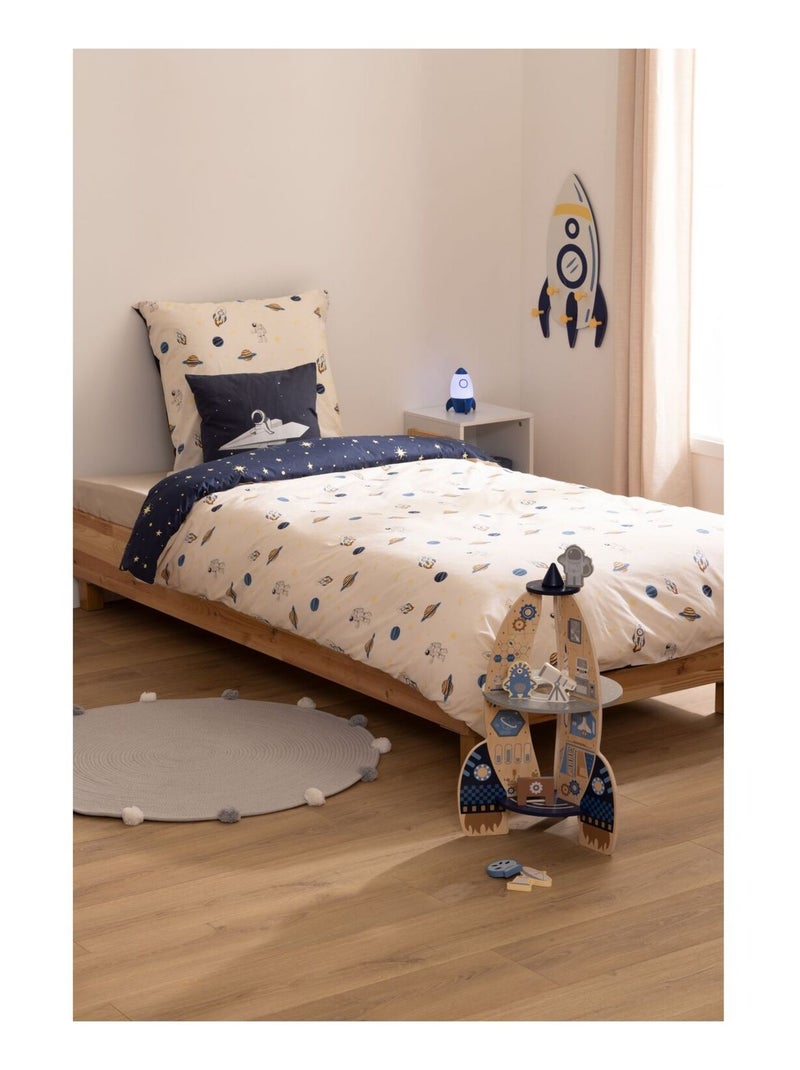 Parure de lit enfant réversible espace - 100% coton Bleu foncé - Kiabi