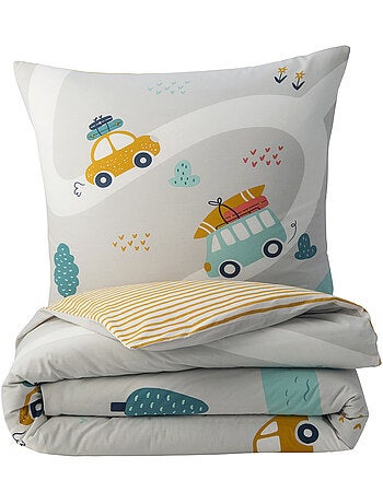 Parure de lit enfant réversible 'Future Home Kids' coton imprimé véhicules