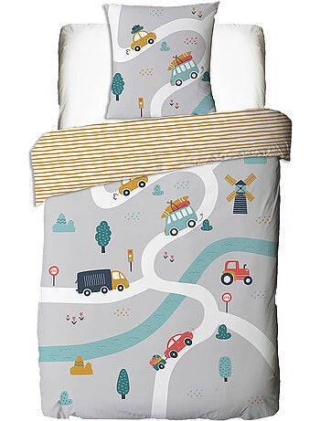 Parure de lit enfant réversible 'Future Home Kids' coton imprimé véhicules
