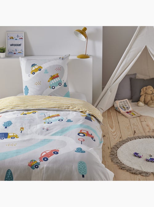 Parure de lit enfant réversible 'Future Home Kids' coton imprimé véhicules - Kiabi