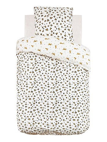Parure de lit enfant réversible léopard - 100% coton 57 fils/cm²