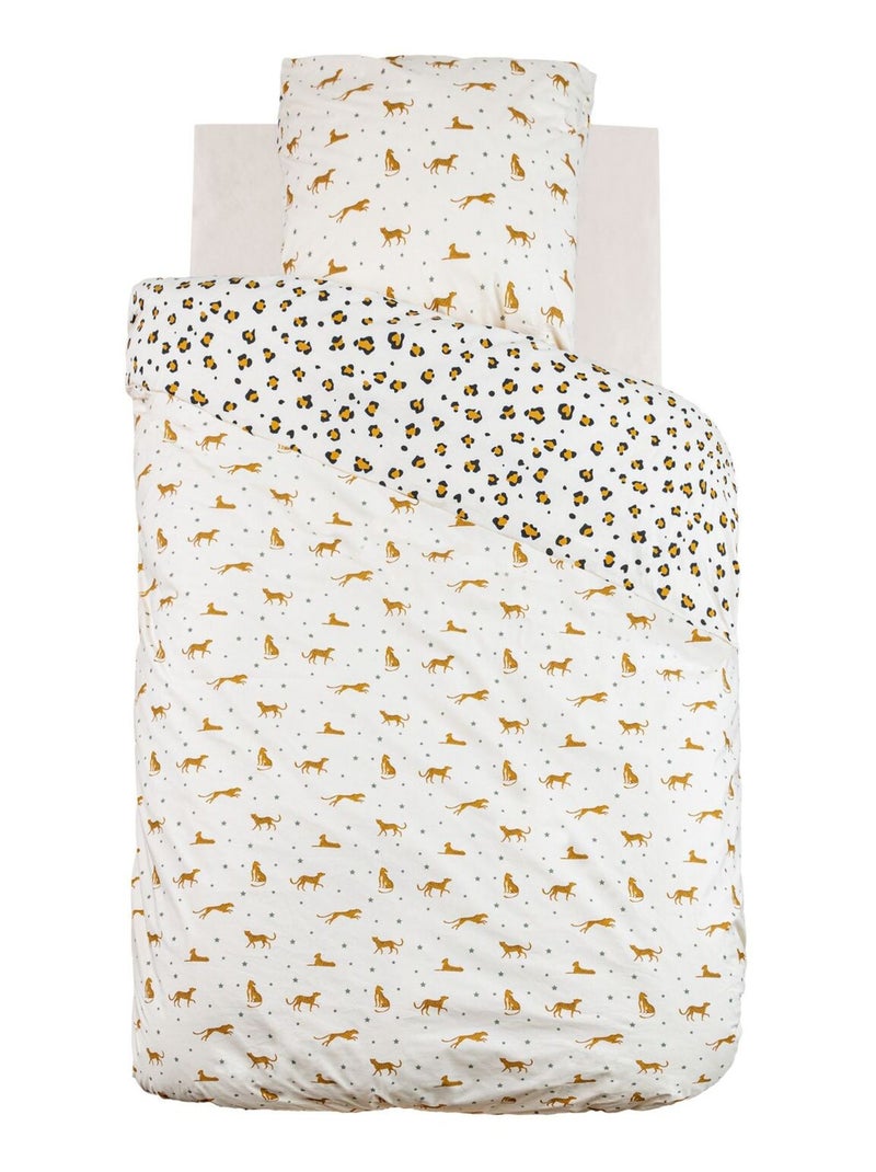 Parure de lit enfant réversible léopard - 100% coton 57 fils/cm² Blanc - Kiabi