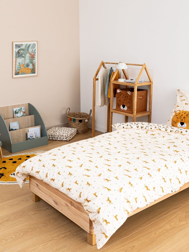 Parure de lit enfant réversible léopard - 100% coton 57 fils/cm² Blanc - Kiabi