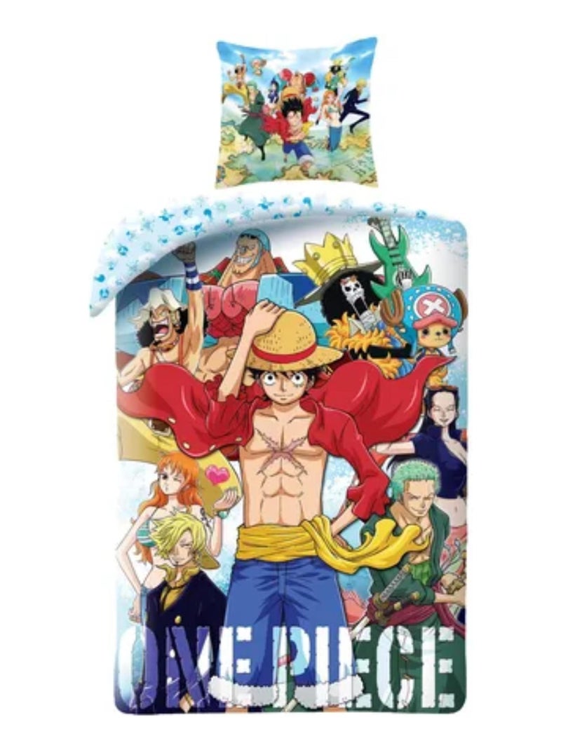 Parure de Lit Enfant Réversible Manga Luffy Bleu - Kiabi