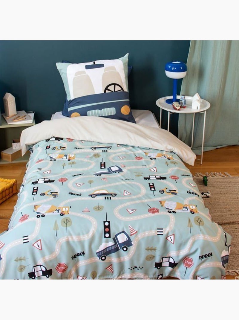 Parure de lit enfant réversible microfibre - 2 pièces Bleu - Kiabi