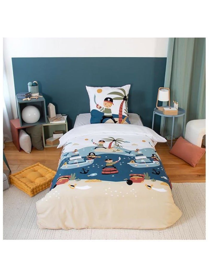 Parure de lit enfant réversible microfibre sport - 2 pièces Bleu - Kiabi