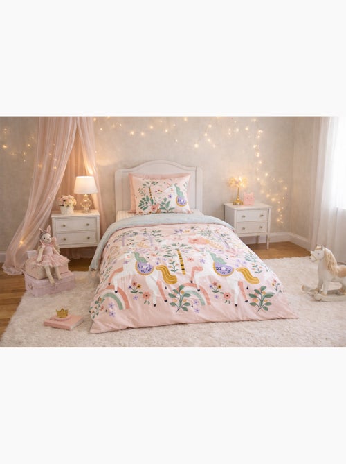 Parure de lit enfant réversible motif licorne 140x200cm - 140x200 / rose - Kiabi Parure de lit enfant réversible motif licorne 140x200cm - 140x200 / rose - Kiabi