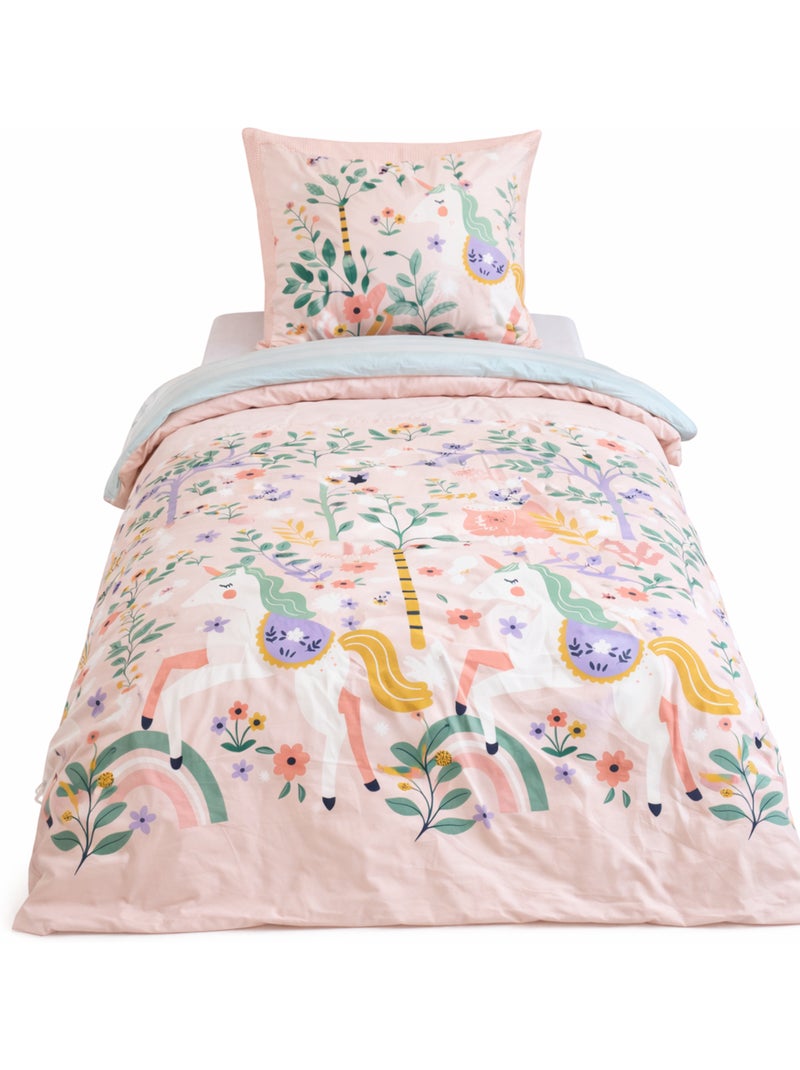 Parure de lit enfant réversible motif licorne 140x200cm - 140x200 / rose Rose - Kiabi