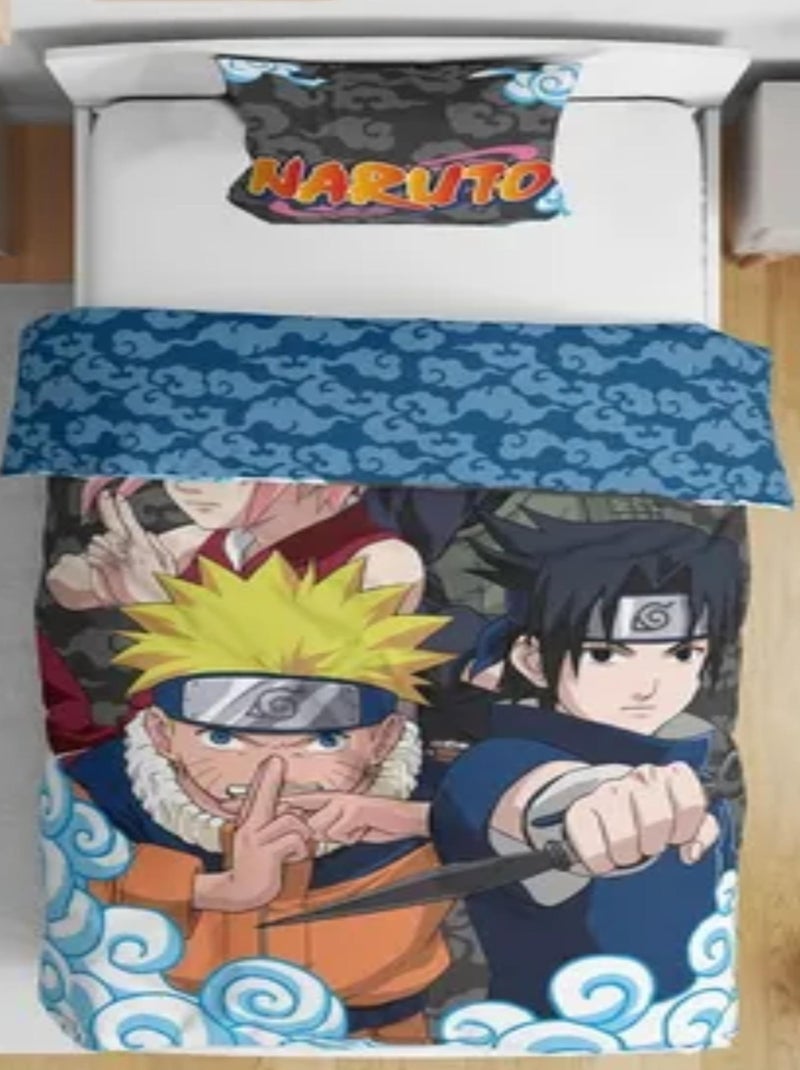 Parure de Lit Enfant Réversible Naruto, Sasuke et Sakura Bleu - Kiabi