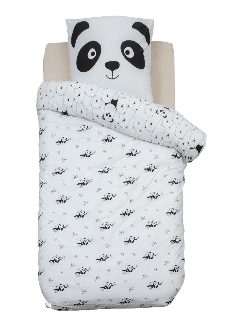 Parure de lit enfant réversible panda - 100% coton 57 fils/cm² Blanc - Kiabi