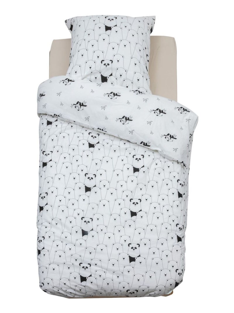 Parure de lit enfant réversible panda - 100% coton 57 fils/cm² Blanc - Kiabi