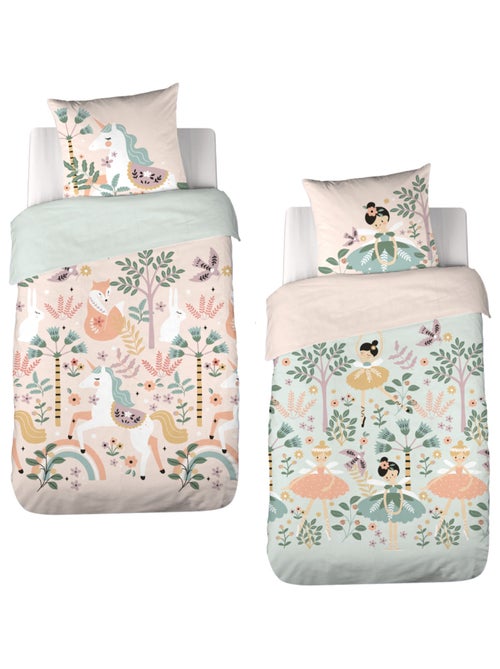 Parure de lit enfant r?versible licorne et danseuses - Kiabi Parure de lit enfant r?versible licorne et danseuses - Kiabi