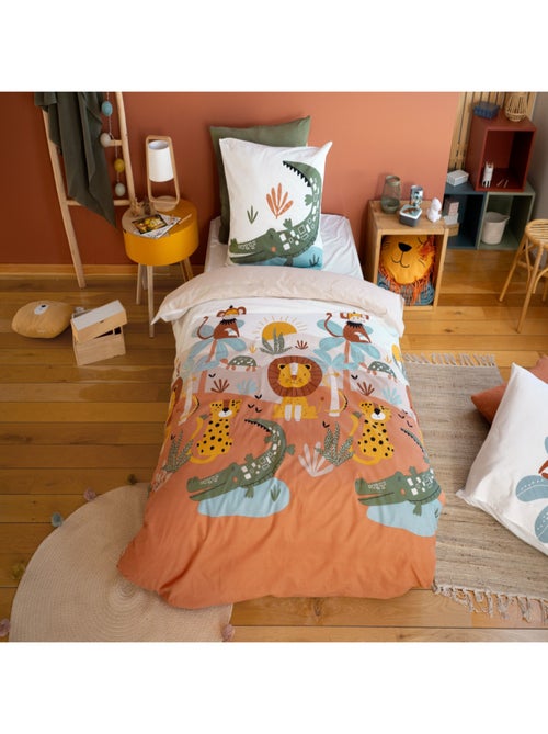 Parure de lit enfant SAVANE – 140x200 cm + 1 taie – Coton imprimé 57 fils/cm² - Kiabi