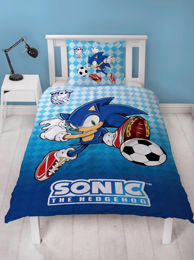 Parure de Lit Enfant Sonic Football Bleu - Kiabi