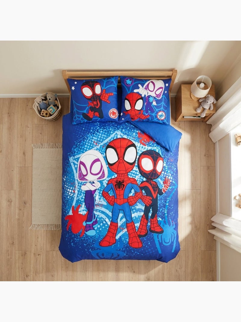 Parure de lit enfant Spider-Man avec Ghost-Spider et Miles Morales – 100% coton Bleu - Kiabi