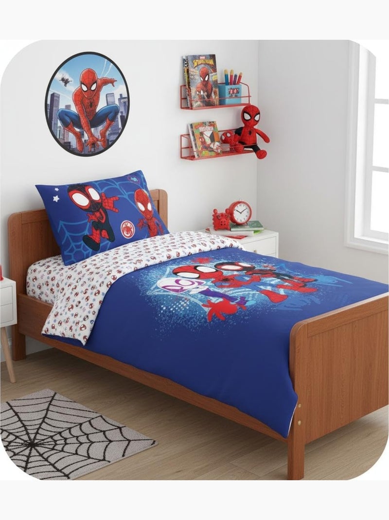 Parure de lit enfant Spider-Man avec Ghost-Spider et Miles Morales – 100% coton Bleu - Kiabi