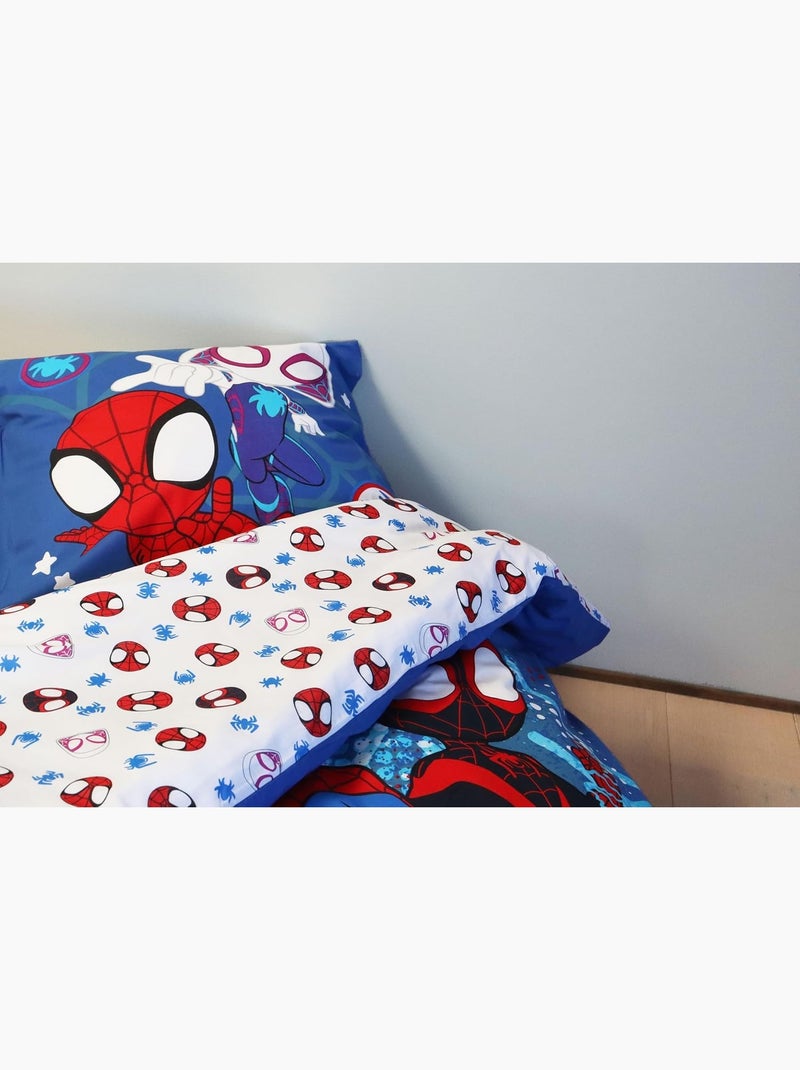 Parure de lit enfant Spider-Man avec Ghost-Spider et Miles Morales – 100% coton Bleu - Kiabi