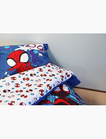 Parure de lit enfant Spider-Man avec Spidey, Ghost-Spider et Spin réversible – 100% coton
