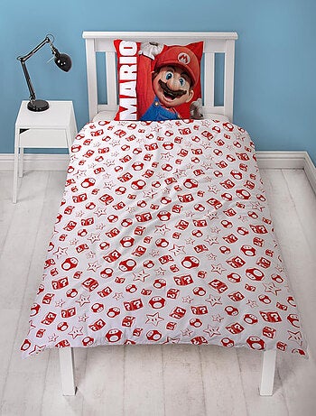 Parure de Lit Enfant Super Mario Imprimée Réversible Lit 1 place, LUIGI et TOAD