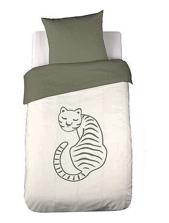 Parure de lit enfant TIGRE pur coton tufté