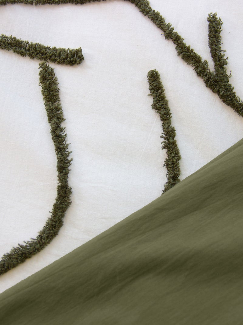 Parure de lit enfant TIGRE pur coton tufté Blanc Vert - Kiabi