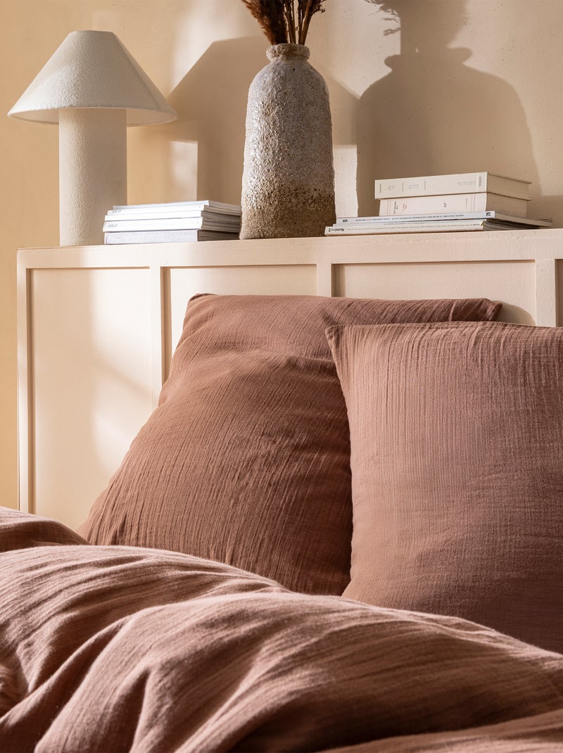 Parure de lit enfant unie en coton, GAZE DE COTON Marron chocolat - Kiabi