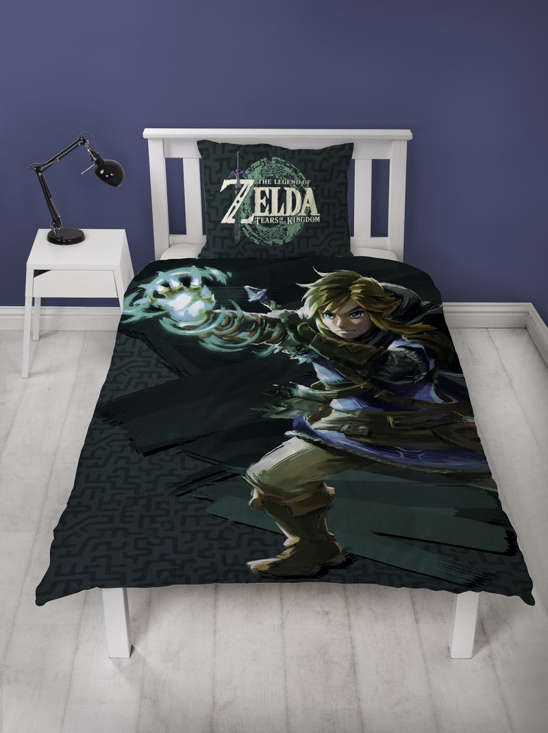 Parure de Lit Enfant Zelda, Microfibre Oeko-Tex, Imprimée Réversible, Lit 1 place, LEGENDE Vert - Kiabi